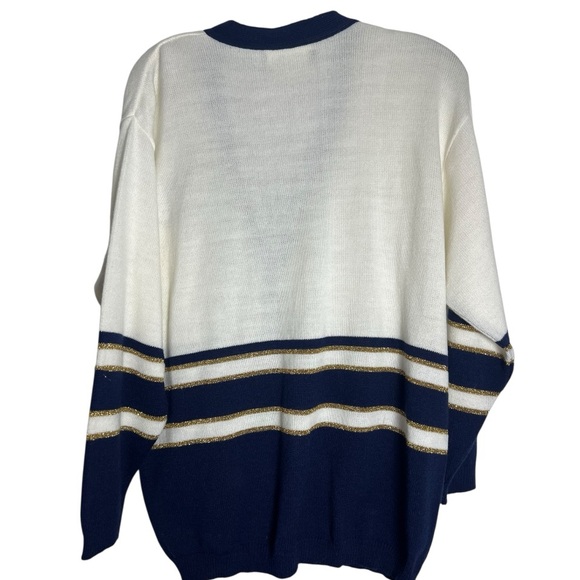 Anchor Embroidered Women's Cardigan - Navy and White - Picture 4 of 6